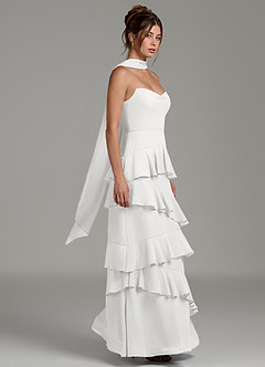 Azazie Imani Bridesmaid Dresses White A-Line Ruched Chiffon Dress image6
