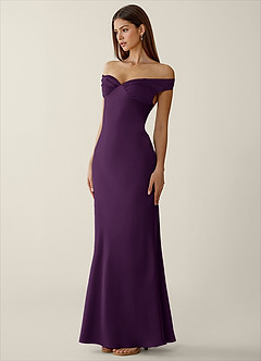 Gwendonme Grape Satin Crystal Linen Prom Dress image3