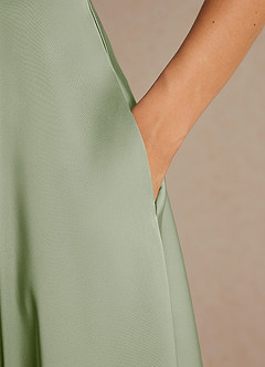 Azazie Niles Mother of the Bride Dresses Dusty Sage A-Line Trains Stretch Satin Dress image9