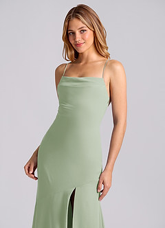 Azazie Grata Brudtärnklänningar Klä av Sjöjungfru i Chiffong Plisserad Dusty Sage image7