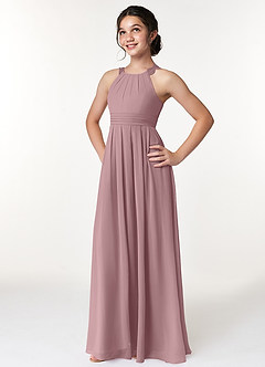 Azazie Colleen A-Line Lace Chiffon Floor-Length Junior Bridesmaid Dress image3
