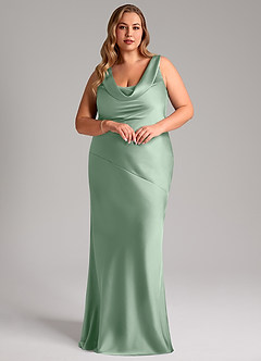 Azazie Rylina Robes de demoiselle d'honneur Robe Sirène en Satin extensible Agave image9