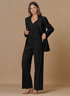 front Rowan Black Refined Weave Performance 2-Piece Suit