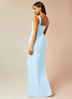 Azazie Camellia Bridesmaid Dresses Sky Blue Sheath Lace Chiffon Dress image2