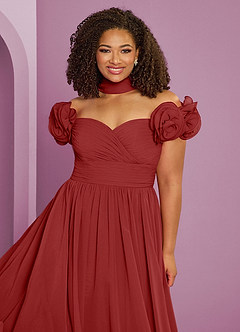 Barbie ♥ Azazie Bridesmaid Dresses Rust A-Line Off the Shoulder Chiffon Convertible Dress image20
