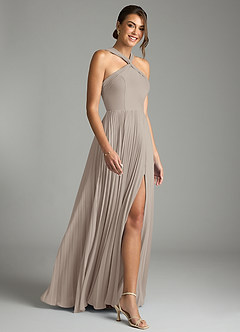 Azazie Afra Abiti da Damigella Abito A-Line in Chiffon Plissettato Gelo image3