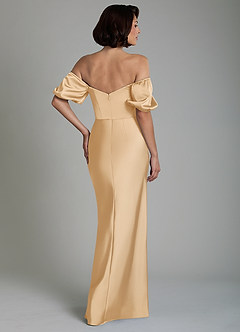 Azazie Lea Bridesmaid Dresses Gold Mermaid Off the Shoulder Stretch Satin Convertible Dress image6
