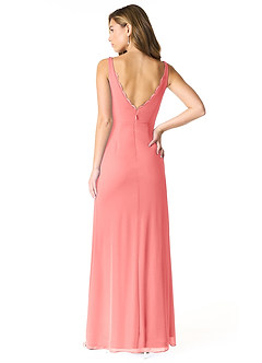 Azazie Verami Bridesmaid Dresses Coral Mermaid Lace Mesh Dress image2