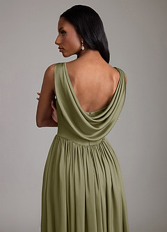 Azazie Novi Brautjungfernkleider A-Linie mit Taschen Stretch-Satin Kleid Pistazie image4