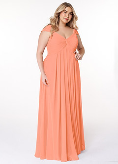 Azazie Kaitlynn Bridesmaid Dresses Sunset Empire Ruched Chiffon Convertible Dress image12