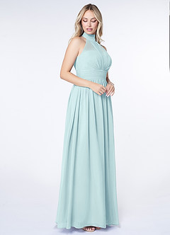 Azazie Iman Bridesmaid Dresses Sea Glass A-Line A-Line Ruched Chiffon Dress image3