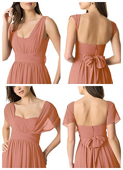Azazie Olani Vestidos de damas de honor Vestido de Mai Tai de Gasa de Corte en A Convertible con Vestidos sin tirantes image9