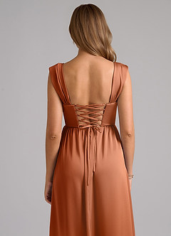 Azazie Hattie Bridesmaid Dresses Copper A-Line Corset Stretch Satin Dress image7