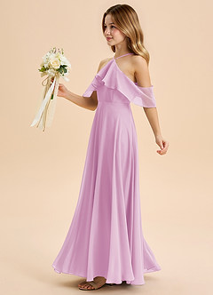 Azazie Tessabelle Junior Vestido de Rosa Caramelo de Gasa de Corte en A con Vestidos sin tirantes image3