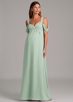 Azazie Rhea Zwangerschaps Bruidsmeisjekleding A-Lijn Geplooid Chiffon Vloerlengte Jurk image5