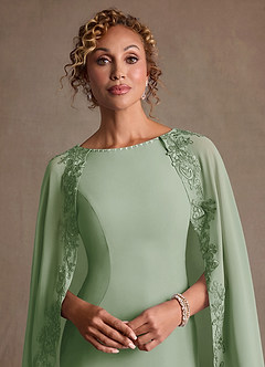 Azazie Artemisia Mother of the Bride Dresses Dusty Sage Sheath Lace Chiffon Dress image7