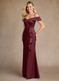 Azazie Laredo Abiti per la Madre della Sposa Abito Sirena in Raso Elasticizzato a Spalla Scoperta Cabernet image2