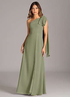 Azazie Tella Bridesmaid Dresses Pistachio A-Line One Shoulder Chiffon Dress image2