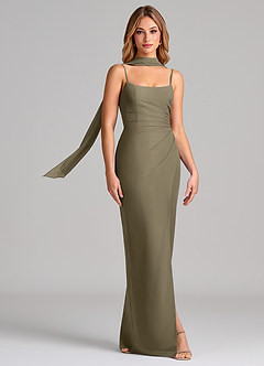 Azazie Calandra Suknie dla druhen Osłona Pofałdowany Szyfon Do ziemi Sukienka image3