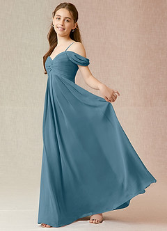 Azazie Kaitlynn Junior Bermuda A-Line Off the Shoulder Chiffon Dress image3