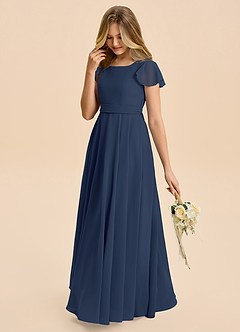 Azazie Cady Junior Dark Navy A-Line Pleated Chiffon Dress image5