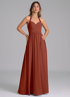 Azazie Darlyn Bridesmaid Dresses Auburn A-Line Sweetheart Neckline Chiffon Dress image4