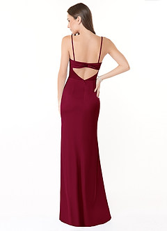 Azazie Leonis Brautjungfernkleider Wandelbar Meerjungfrau-Linie Plissee Stretch-Satin Kleid Burgunderrot image4