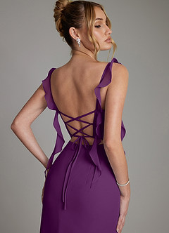 Azazie Jessamine Vestidos de damas de honor Vestido de Uva de Gasa de Corte Sirena con Corsé image2