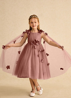Azazie Staria Flower Girl Dresses Cedar Rose Ball-Gown Ruched Tulle Dress image4