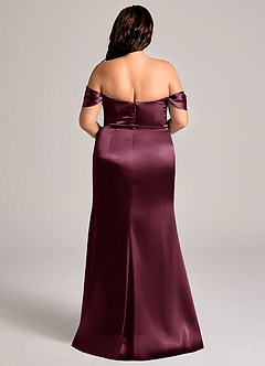 Azazie Saige Bridesmaid Dresses Cabernet Sheath Off the Shoulder Metallic Satin Convertible Dress image10