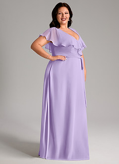 Azazie Lainey Bridesmaid Dresses Lilac A-Line with Pockets Chiffon Dress image5