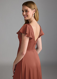 Azazie Omari Bridesmaid Dresses Auburn A-Line Stretch Satin Dress image3