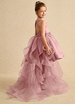 Azazie Julietta Robe Demoiselle D'honneur Fillette Robe Princesse en Tulle Convertible Rose Poussiéreuse image6