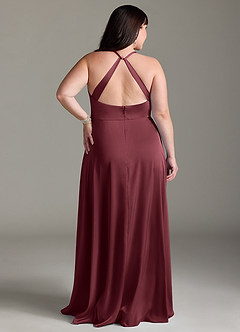 Azazie Davis Brautjungfernkleider A-Linie Plissee Stretch-Satin Kleid Merlot image8