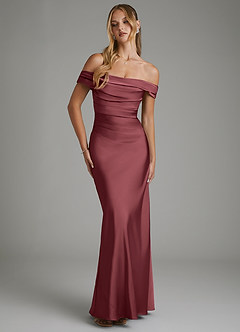 Azazie Hayden Bridesmaid Dresses Merlot Mermaid Corset Stretch Satin Dress image5