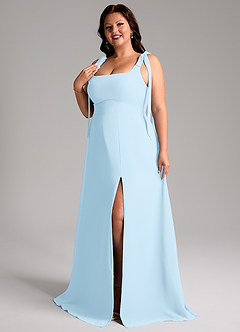 Azazie Debra Abiti da Damigella Abito Convertibile A-Line in Chiffon Con Tasche Azzurro image11