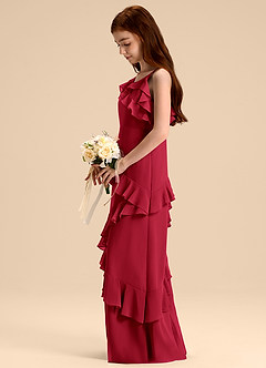 Azazie Evara Junior Scarlet A-Line Chiffon Dress image5