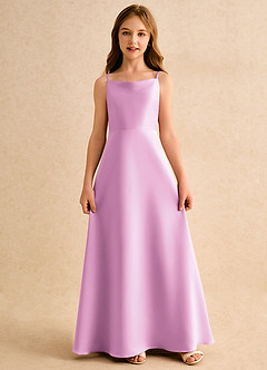 Azazie Joella Girls Formal Flower Girl Dresses Candy Pink A-Line Pleated Matte Satin Dress image5