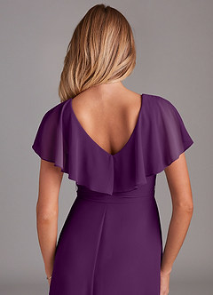 Azazie Lainey Brautjungfernkleider A-Linie mit Taschen Chiffon Kleid Traube image2