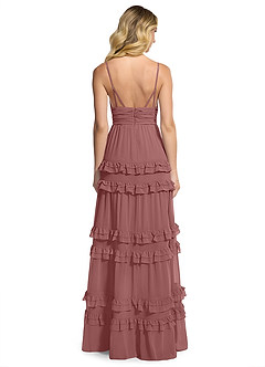 Azazie Rachel Abiti da Damigella Abito A-Line in Chiffon Rosa Del Deserto image2