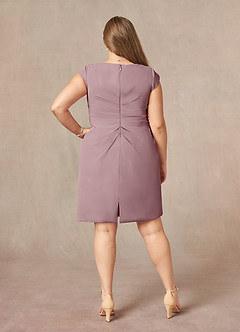 Azazie Nola Mother of the Bride Dresses Dusty Rose Sheath V-Neck Pleated Chiffon Dress image7