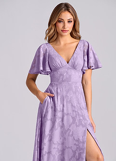 Azazie Kimber Suknie dla druhen Linia A z kieszeniami Kwiatowe wypalenie Do ziemi Sukienka image9