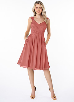 Azazie Angie Bridesmaid Dresses Antique Rose A-Line Corset Chiffon Dress image1