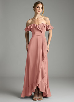 Azazie Lyra Vestidos de damas de honor Vestido de Rosetón de Satén Elástico de Corte en A Convertible con Vestidos sin tirantes image6