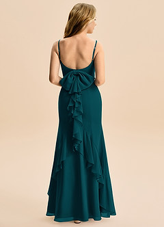 Azazie Lioren Junior Pine Mermaid Bow Chiffon Dress image3