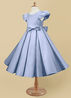 Azazie Jewel Blumenmädchenkleider Ballkleid Plissee Matte Satin Kleid Eis image6