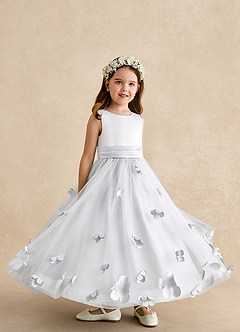 Azazie Vi Flower Girl Dresses White A-Line Sleeveless Tulle Dress image8