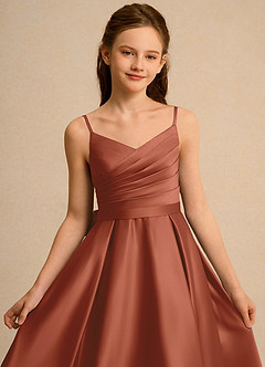 Azazie Sweets Junior Formal Flower Girl Klänningar Klä A-Line i Matt satäng Plisserad image6