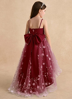 Azazie Celia Flower Girl Dresses Burgundy A-Line Spaghetti Strap Tulle Dress image2