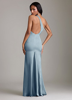 Azazie Voni Suknie dla druhen Syrena Jedno ramię Satyna elastyczna Do ziemi Sukienka image2